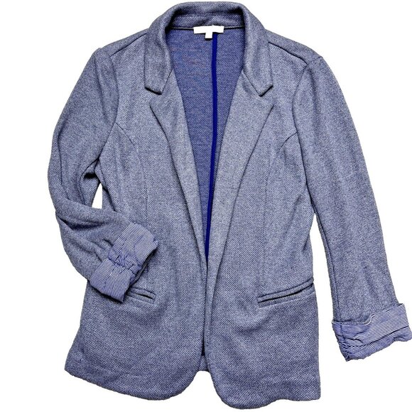 Skies Are Blue Womens Size XS Asa Knit Blazer 3/4 Contrast Sleeves Preppy Office - Picture 1 of 9